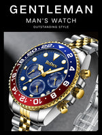 Herrenuhr, multifunktionale Quarzuhr, massives Stahlarmband, sechs Stifte, multifunktionale, wasserdichte Kalender-Herrenuhr - flohmarkt-deutschland.shop
