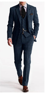 Herringbone Suits for Men Tweed Slim Fit Custom Made Men Suits Tuxedo Man Suit Set Trajes De Hombre Anzug Herren - flohmarkt-deutschland.shop