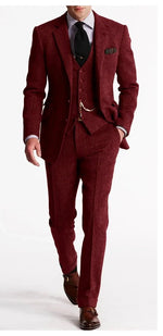 Herringbone Suits for Men Tweed Slim Fit Custom Made Men Suits Tuxedo Man Suit Set Trajes De Hombre Anzug Herren - flohmarkt-deutschland.shop