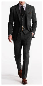 Herringbone Suits for Men Tweed Slim Fit Custom Made Men Suits Tuxedo Man Suit Set Trajes De Hombre Anzug Herren - flohmarkt-deutschland.shop
