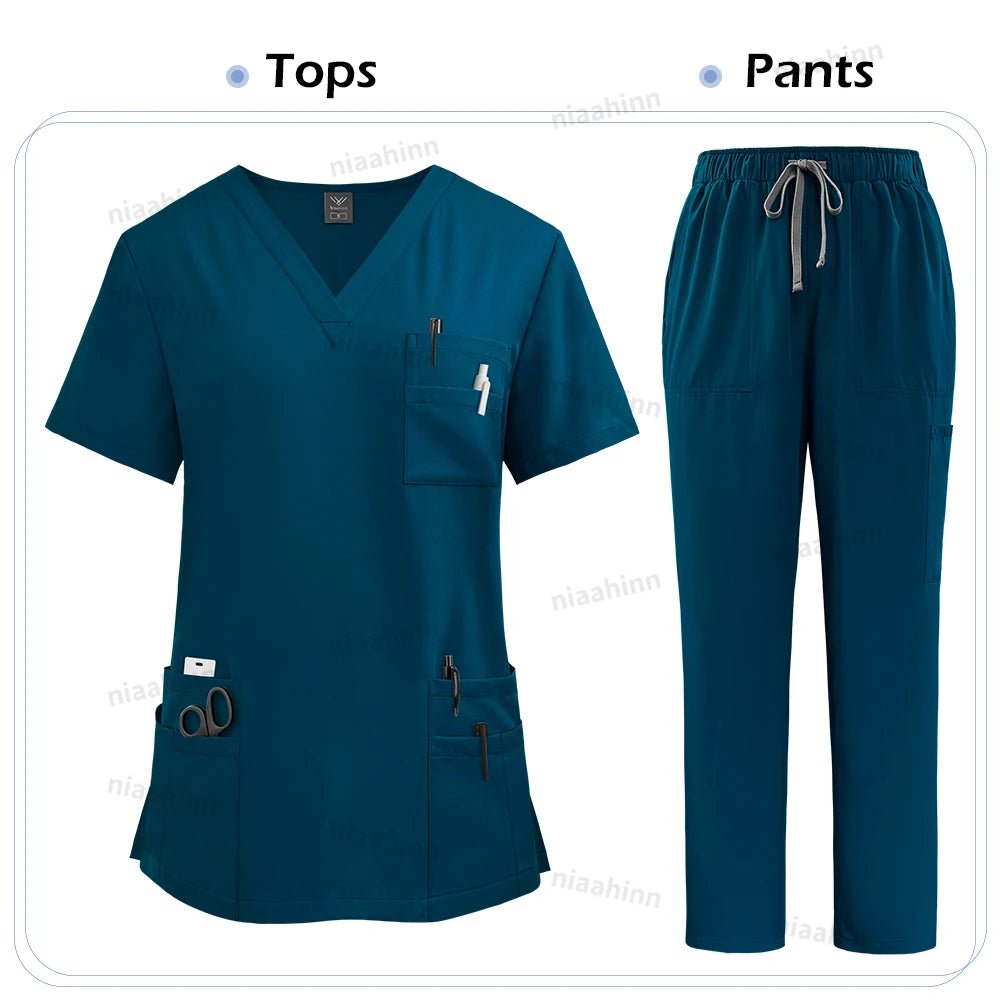 High Quality Medical Clothing for Women Uniform Nurse Lab Coat Unisex Wholesale Tops and Pants Suits Nursing Scrubs Uniforms Set - flohmarkt-deutschland.shop