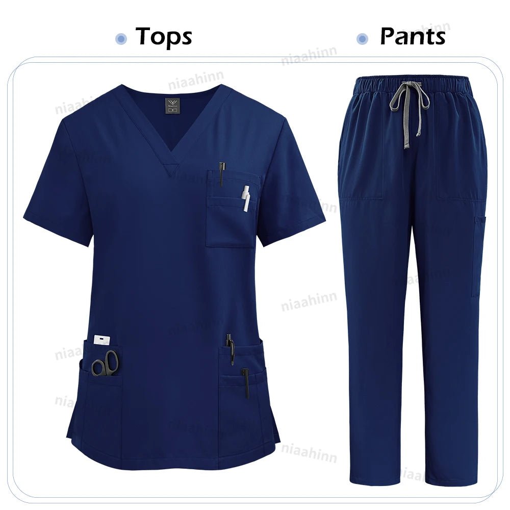 High Quality Medical Clothing for Women Uniform Nurse Lab Coat Unisex Wholesale Tops and Pants Suits Nursing Scrubs Uniforms Set - flohmarkt-deutschland.shop