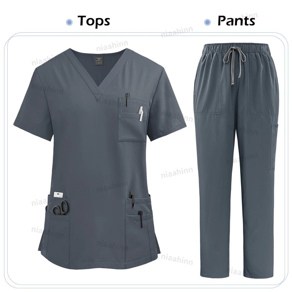 High Quality Medical Clothing for Women Uniform Nurse Lab Coat Unisex Wholesale Tops and Pants Suits Nursing Scrubs Uniforms Set - flohmarkt-deutschland.shop