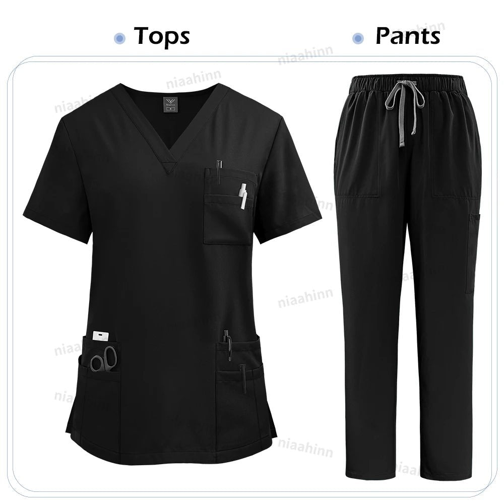 High Quality Medical Clothing for Women Uniform Nurse Lab Coat Unisex Wholesale Tops and Pants Suits Nursing Scrubs Uniforms Set - flohmarkt-deutschland.shop