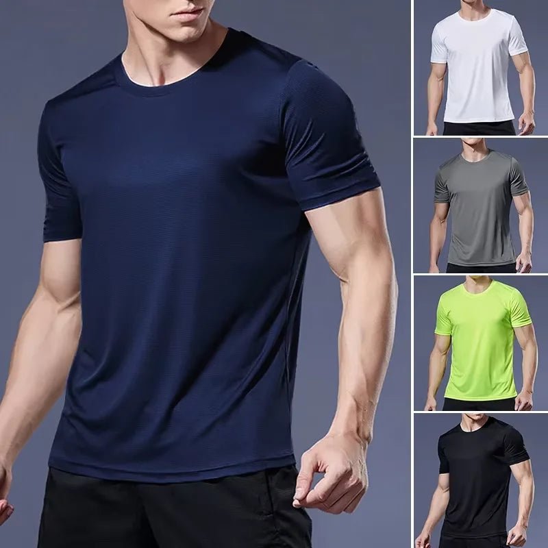High quality men breathable fast drying running sports fitness breathable comfortable short sleeve T-shirt casual light Gym Tops - flohmarkt-deutschland.shop