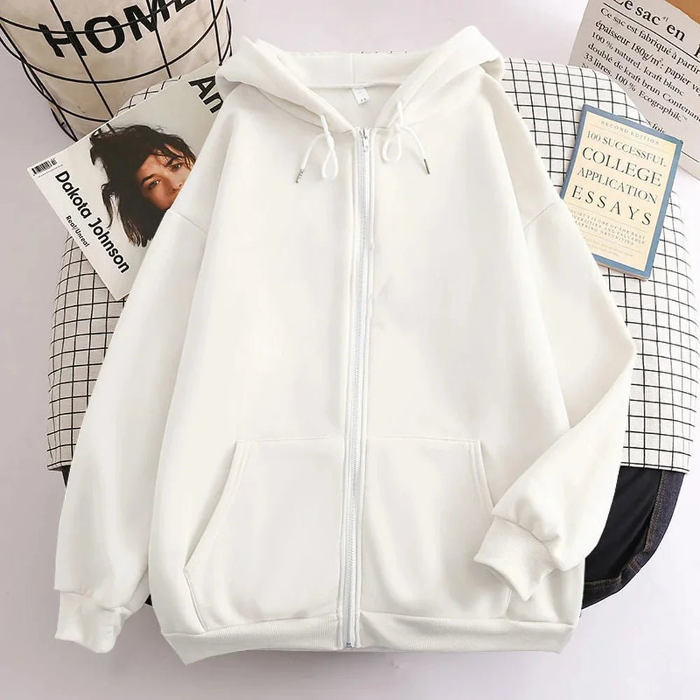 High Street Hoodie Männer Einfarbig Zip Up Langarm Lose Jacke Mäntel Casual Mit Kapuze Sweatshirt Y2K Mode Outdoor Kleidung - flohmarkt-deutschland.shop