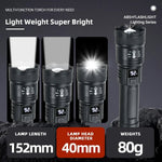 High Strong Power Led Flashlights 2000LM Tactical Torch with Display Light USB Charging Camping Fishing Emergency Zoom Lantern - flohmarkt-deutschland.shop