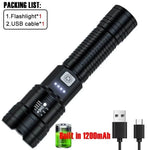 High Strong Power Led Flashlights 2000LM Tactical Torch with Display Light USB Charging Camping Fishing Emergency Zoom Lantern - flohmarkt-deutschland.shop
