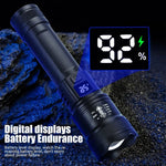 High Strong Power Led Flashlights 2000LM Tactical Torch with Display Light USB Charging Camping Fishing Emergency Zoom Lantern - flohmarkt-deutschland.shop