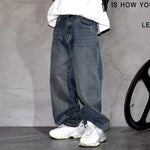Hohe Qualität Hip Hop Gestapelt Baggy Jeans Für Männer Streetwear Denim Hosen Koreanische Mode Gerade Bein Hosen Harajuku Jeans männlichen - flohmarkt-deutschland.shop