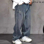 Hohe Qualität Hip Hop Gestapelt Baggy Jeans Für Männer Streetwear Denim Hosen Koreanische Mode Gerade Bein Hosen Harajuku Jeans männlichen - flohmarkt-deutschland.shop