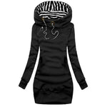 Hoodie Dress Casual Solid Colour Long Sleeve Drawstring Hoodie Dress Slim Hooded Pullover Sweatshirt Dress - flohmarkt-deutschland.shop
