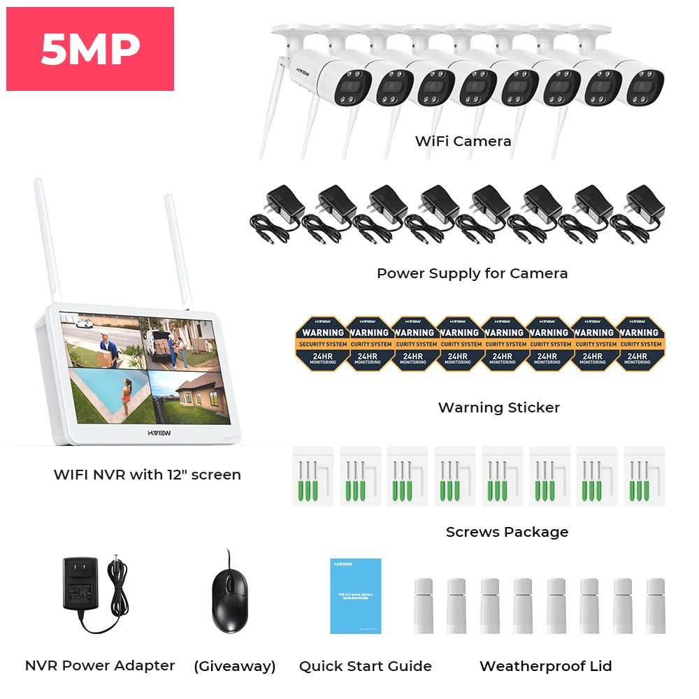 H.VIEW WLAN CCTV Set 5MP NVR mit Monitor - flohmarkt-deutschland.shop
