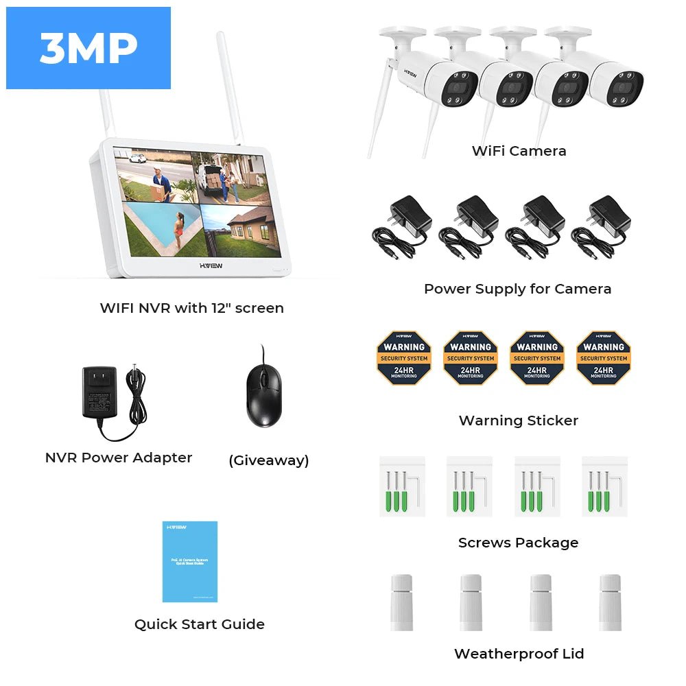H.VIEW WLAN CCTV Set 5MP NVR mit Monitor - flohmarkt-deutschland.shop
