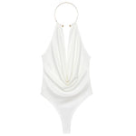 HXAO Brauner Neckholder-Body für Damen, Sommer-Bodys für sexy Frauen, schulterfrei, ärmellos, Tanga-Body mit offenem Rücken, Rave-Body - flohmarkt-deutschland.shop