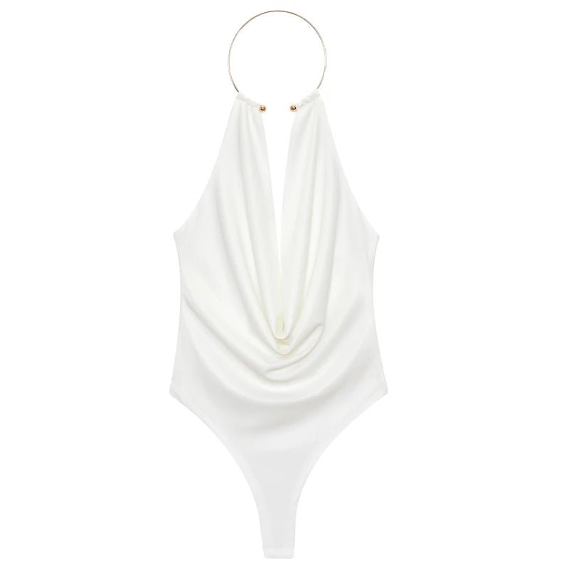 HXAO Brauner Neckholder-Body für Damen, Sommer-Bodys für sexy Frauen, schulterfrei, ärmellos, Tanga-Body mit offenem Rücken, Rave-Body - flohmarkt-deutschland.shop