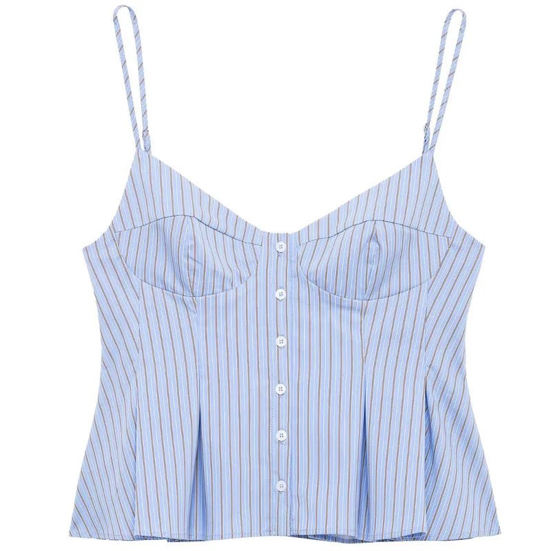 HXAO Gestreiftes Slip-Top für Damen, Sommer, 2022, sexy Crop-Korsett, Tanktops und Camis, ärmelloses, rückenfreies Top für Damen, modisches, lässiges Leibchen - flohmarkt-deutschland.shop
