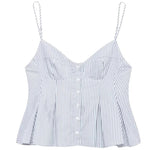 HXAO Gestreiftes Slip-Top für Damen, Sommer, 2022, sexy Crop-Korsett, Tanktops und Camis, ärmelloses, rückenfreies Top für Damen, modisches, lässiges Leibchen - flohmarkt-deutschland.shop