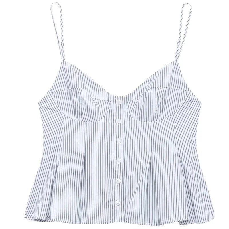 HXAO Gestreiftes Slip-Top für Damen, Sommer, 2022, sexy Crop-Korsett, Tanktops und Camis, ärmelloses, rückenfreies Top für Damen, modisches, lässiges Leibchen - flohmarkt-deutschland.shop