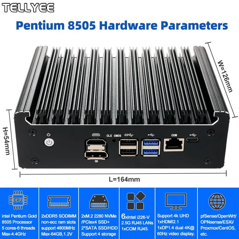 Intel Pentium Mini-PC Soft Router – 6x LAN, lüfterlos, pfSense - flohmarkt-deutschland.shop