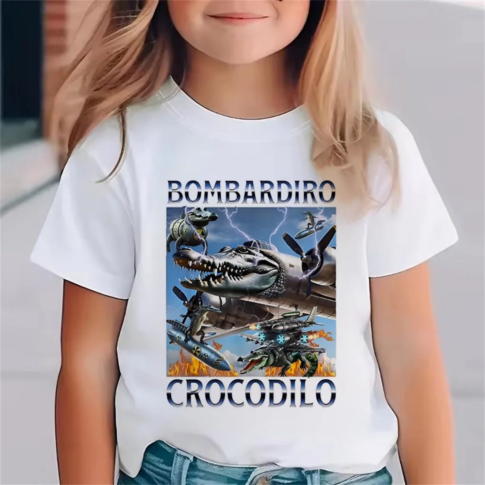 Italienische Brainrot Tiere Kinder Tung Tung Sahur Kurzarm Tops für Kinder Lustige Meme T-Shirt Sommerkleidung - flohmarkt-deutschland.shop