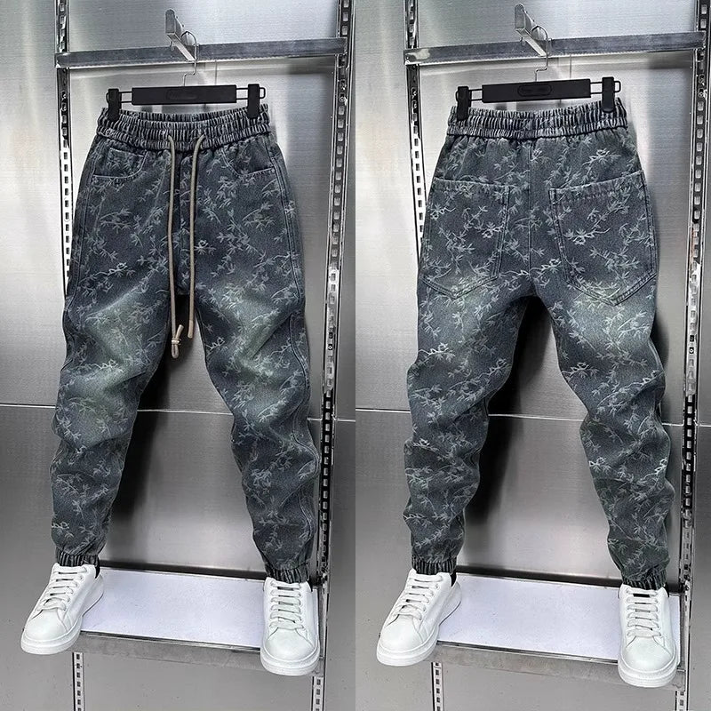Jacquard American Classic Jeans Fashion Joints Harem Pants High Quality Loose Harajuku Straight-Leg Trousers Men Clothing - flohmarkt-deutschland.shop