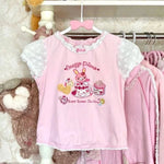 Japanische Kawaii Crop Tops Cartoon Print Harajuku Lolita Kurzarm T-shirts Frauen Y2k Ästhetische Dünne T Vintage Fee Grunge - flohmarkt-deutschland.shop