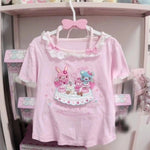 Japanische Kawaii Crop Tops Cartoon Print Harajuku Lolita Kurzarm T-shirts Frauen Y2k Ästhetische Dünne T Vintage Fee Grunge - flohmarkt-deutschland.shop