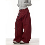 Jeans Women Red Vintage High Waisted Straight Denim Trouser Y2K 90s Hip hop American Streetwear Wide Leg Classic Denim Pants - flohmarkt-deutschland.shop