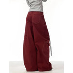 Jeans Women Red Vintage High Waisted Straight Denim Trouser Y2K 90s Hip hop American Streetwear Wide Leg Classic Denim Pants - flohmarkt-deutschland.shop