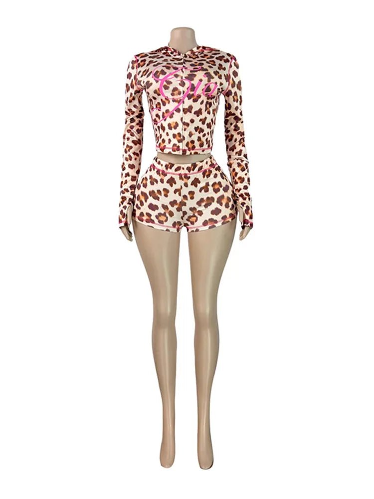Joskaa Dot Print Tracksuit Set Women Long Sleeve Crop Top Bodycon Shorts 2 Piece Outfit Y2K Aesthetic Streetwear Party Clubwear - flohmarkt-deutschland.shop