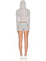 Joskaa Dot Print Tracksuit Set Women Long Sleeve Crop Top Bodycon Shorts 2 Piece Outfit Y2K Aesthetic Streetwear Party Clubwear - flohmarkt-deutschland.shop