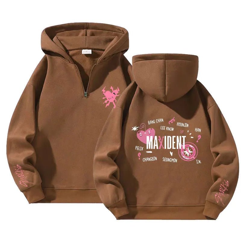 Kapuzenpullover Stray Kids Maxident Fleece Herren und Damen Casual Kpop Hip Hop Langarm Reißverschluss Hoodie Top - flohmarkt-deutschland.shop