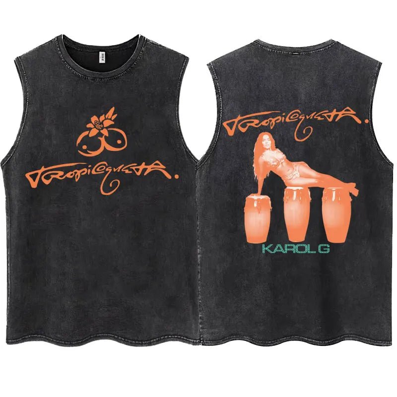 KAROL G Tropicoqueta Tank Top – Unisex, Oversize, 100% Baumwolle - flohmarkt-deutschland.shop