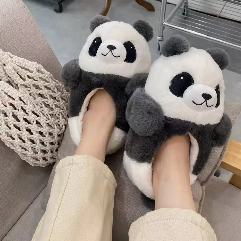 Kawaii Panda & Bär Hausschuhe – warme Plüsch-Pantoffeln für Damen & Herren - flohmarkt-deutschland.shop