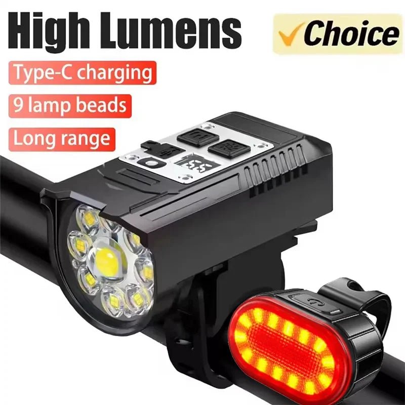KDULIT 9-LED-Fahrradscheinwerfer, USB wiederaufladbar, Fahrradlampe, superhelle Lenkerlichter, wasserdichtes Fahrrad-Frontlicht für den Außenbereich - flohmarkt-deutschland.shop