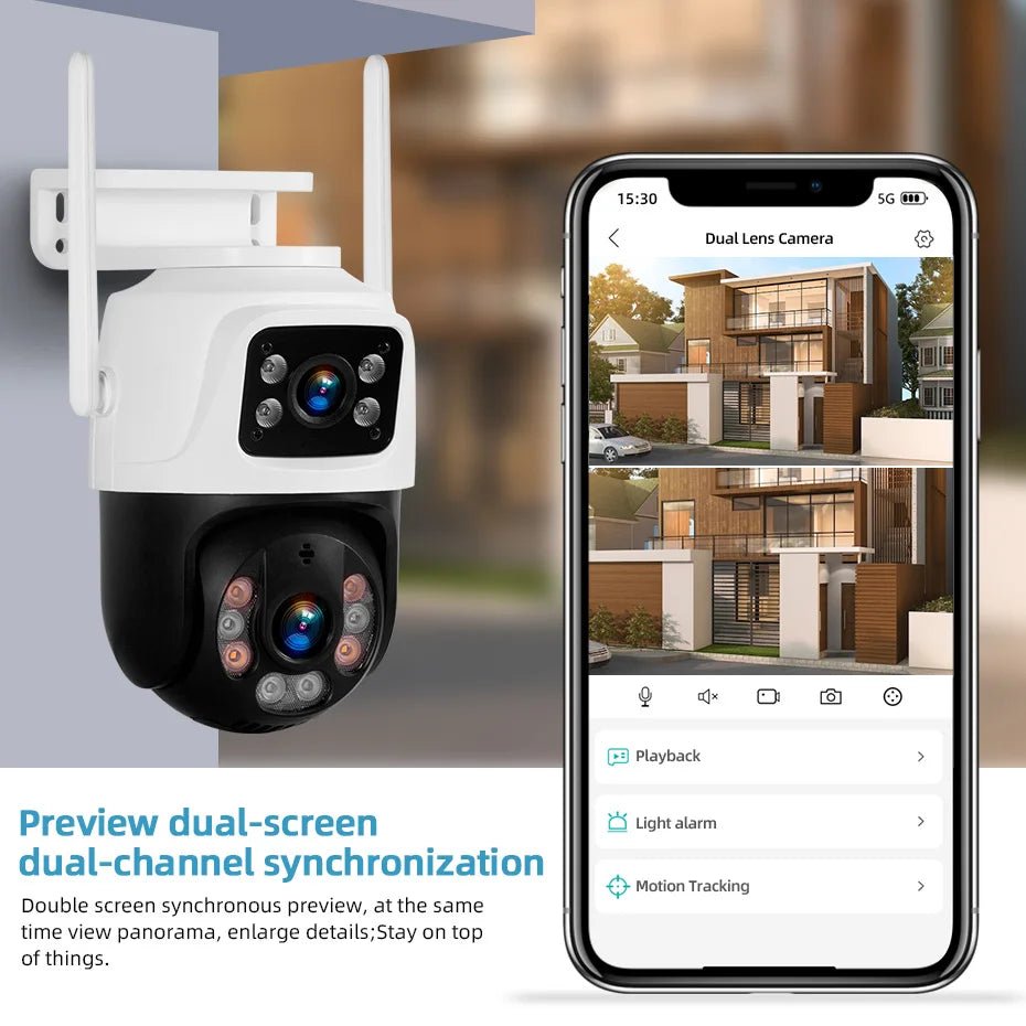 KERUI Outdoor WLAN Kamera 6MP Dual-Objektiv - flohmarkt-deutschland.shop
