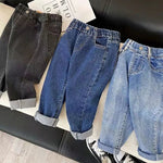 Kids Boys Jeans 2023 Spring And Autumn New Fashionable Elastic Children's Clothing Boys Loose Thin Denim Long Pants - flohmarkt-deutschland.shop