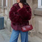 KONDALA Casual Braun Dickes Fell Jacken Frauen Langarm V-ausschnitt Herbst Winter Faux Pelz Mäntel Mode 2025, Streetwear Outwears - flohmarkt-deutschland.shop