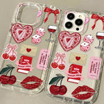 Korean Cute Cherry Bow Phone Case For iPhone 16 17 11 13 15 12 14 Pro Max 17 Air 16E XR 7 8 Plus SE Transparent Soft Cover Funda - flohmarkt-deutschland.shop