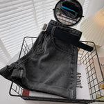 Koreanische Sommer-Denim-Shorts für Damen – High Waist, weites Bein, mit Gürtel | Modische Hotpants im Streetwear-Stil | Lässige Jeans-Shorts mit Taschen - flohmarkt-deutschland.shop