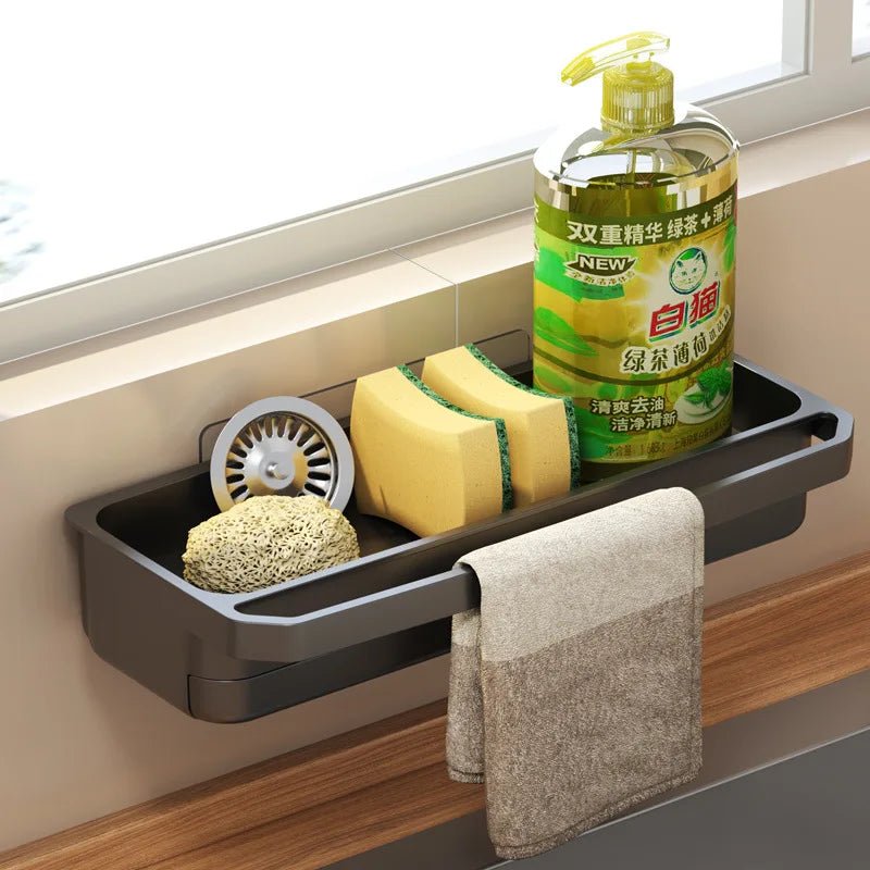 Küche Waschbecken Organizer Abfluss Rack Selbstentleerung Regal Schwamm Halter Geschirrtuch Wasserhahn Lagerung Seife Abtropffläche Küche Zubehör - flohmarkt-deutschland.shop