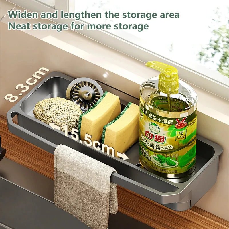 Küche Waschbecken Organizer Abfluss Rack Selbstentleerung Regal Schwamm Halter Geschirrtuch Wasserhahn Lagerung Seife Abtropffläche Küche Zubehör - flohmarkt-deutschland.shop