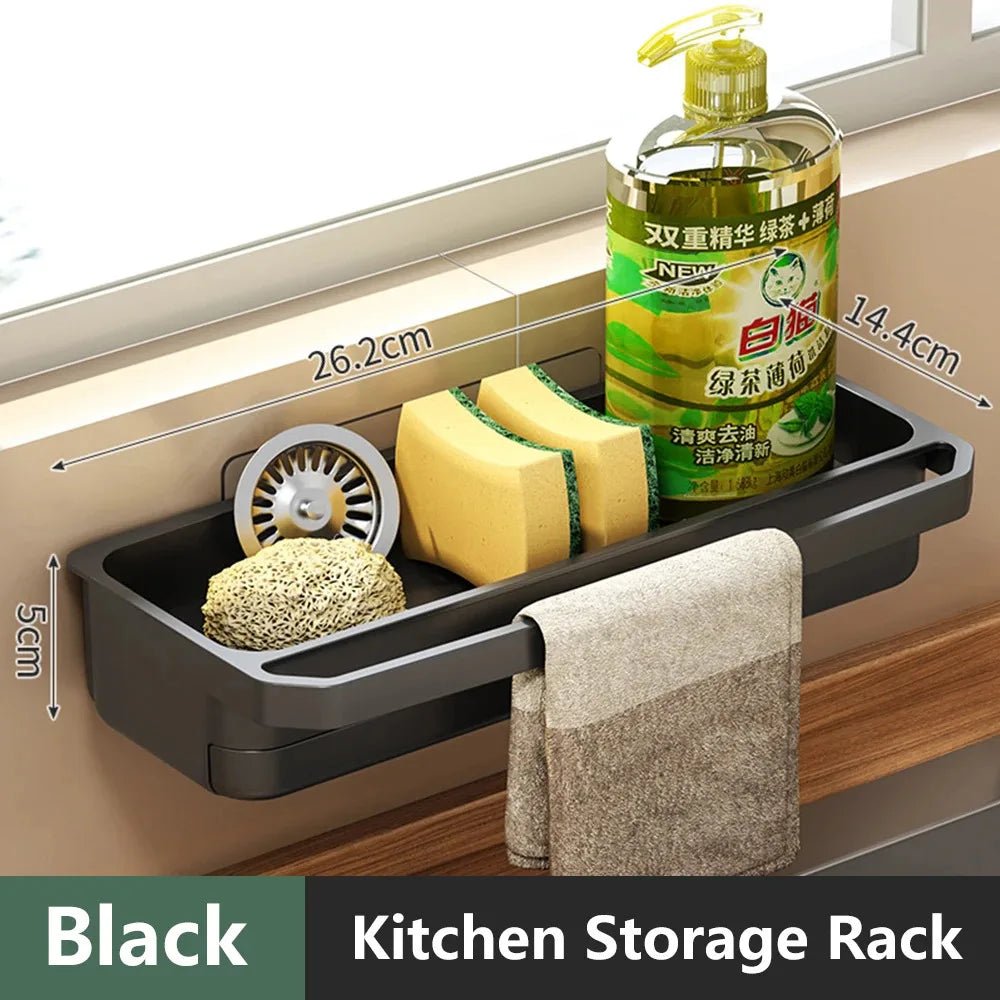Küche Waschbecken Organizer Abfluss Rack Selbstentleerung Regal Schwamm Halter Geschirrtuch Wasserhahn Lagerung Seife Abtropffläche Küche Zubehör - flohmarkt-deutschland.shop