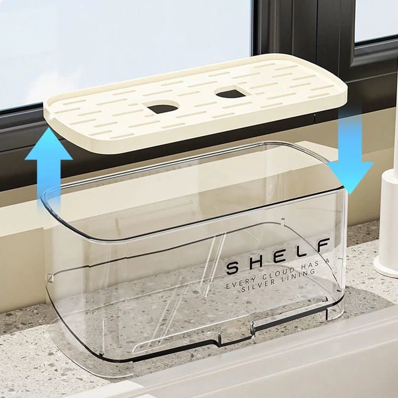 Küche Waschbecken Organizer Abfluss Rack Selbstentleerung Regal Schwamm Halter Geschirrtuch Wasserhahn Lagerung Seife Abtropffläche Küche Zubehör - flohmarkt-deutschland.shop