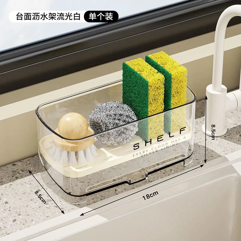Küche Waschbecken Organizer Abfluss Rack Selbstentleerung Regal Schwamm Halter Geschirrtuch Wasserhahn Lagerung Seife Abtropffläche Küche Zubehör - flohmarkt-deutschland.shop