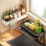 Küche Waschbecken Organizer Abfluss Rack Selbstentleerung Regal Schwamm Halter Geschirrtuch Wasserhahn Lagerung Seife Abtropffläche Küche Zubehör - flohmarkt-deutschland.shop