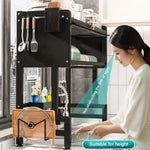 Küchenablaufregal, 3-stöckig, multifunktionales Küchenlagerregal, Küchenspüle-Organizer, großes Geschirrregal über der Spüle mit Abdeckung - flohmarkt-deutschland.shop