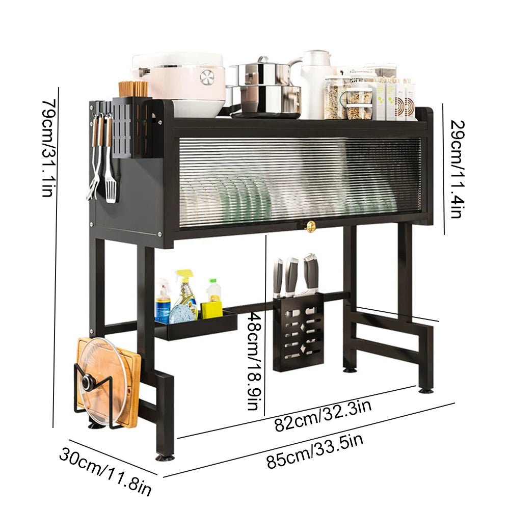 Küchenablaufregal, 3-stöckig, multifunktionales Küchenlagerregal, Küchenspüle-Organizer, großes Geschirrregal über der Spüle mit Abdeckung - flohmarkt-deutschland.shop