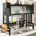 Küchenablaufregal, 3-stöckig, multifunktionales Küchenlagerregal, Küchenspüle-Organizer, großes Geschirrregal über der Spüle mit Abdeckung - flohmarkt-deutschland.shop